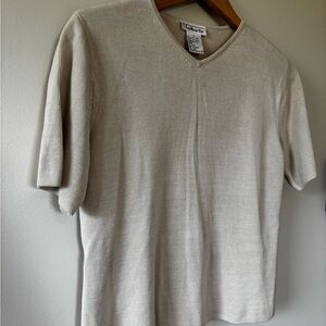 Talbots Light TanV-Neck Silk Top